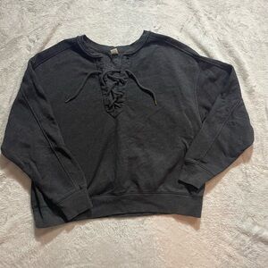 Old Navy Black Lace-Up Sweatshirt